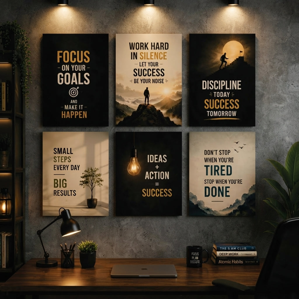 Motivational Wall Art Frames Set of 6 – MDF Board