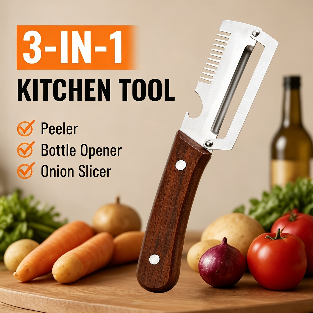 3-in-1 Stainless Steel Peeler Knife