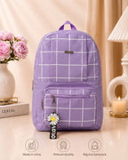 Grid Design Backpack for Girls – School & College Bag