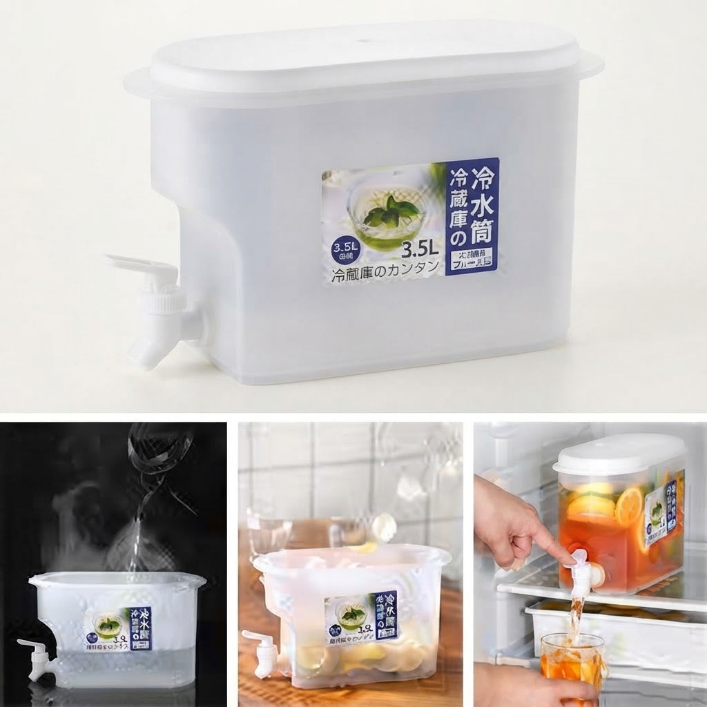 Refrigerator Beverage Dispenser 3.5L – Tap Water & Juice Jug with Spigot