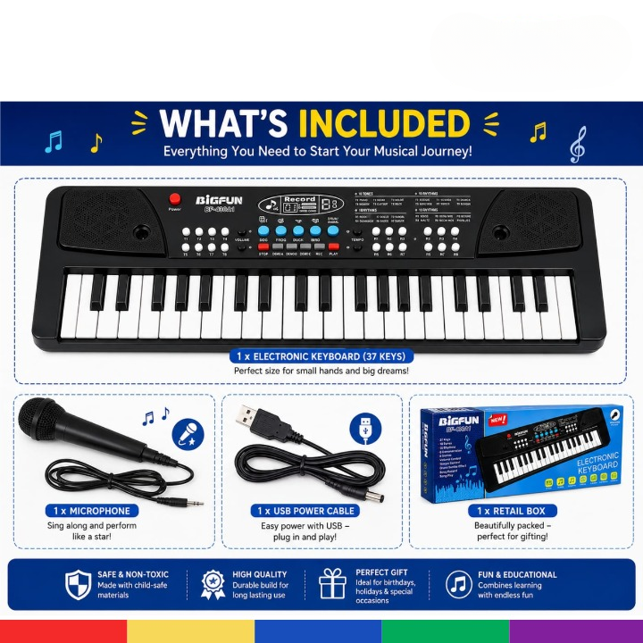 Bigfun 37-Key Electronic Piano Keyboard for Kids