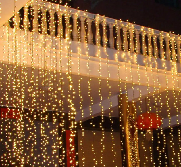 LED Fairy Light Curtain Jaal — Golden (10x10 ft)