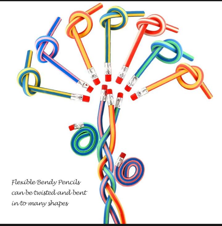 Bendy Flexible Pencils with Eraser for Kids – Pack of 10