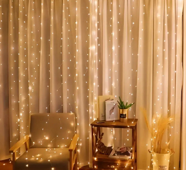 LED Fairy Light Curtain Jaal — Golden (10x10 ft)