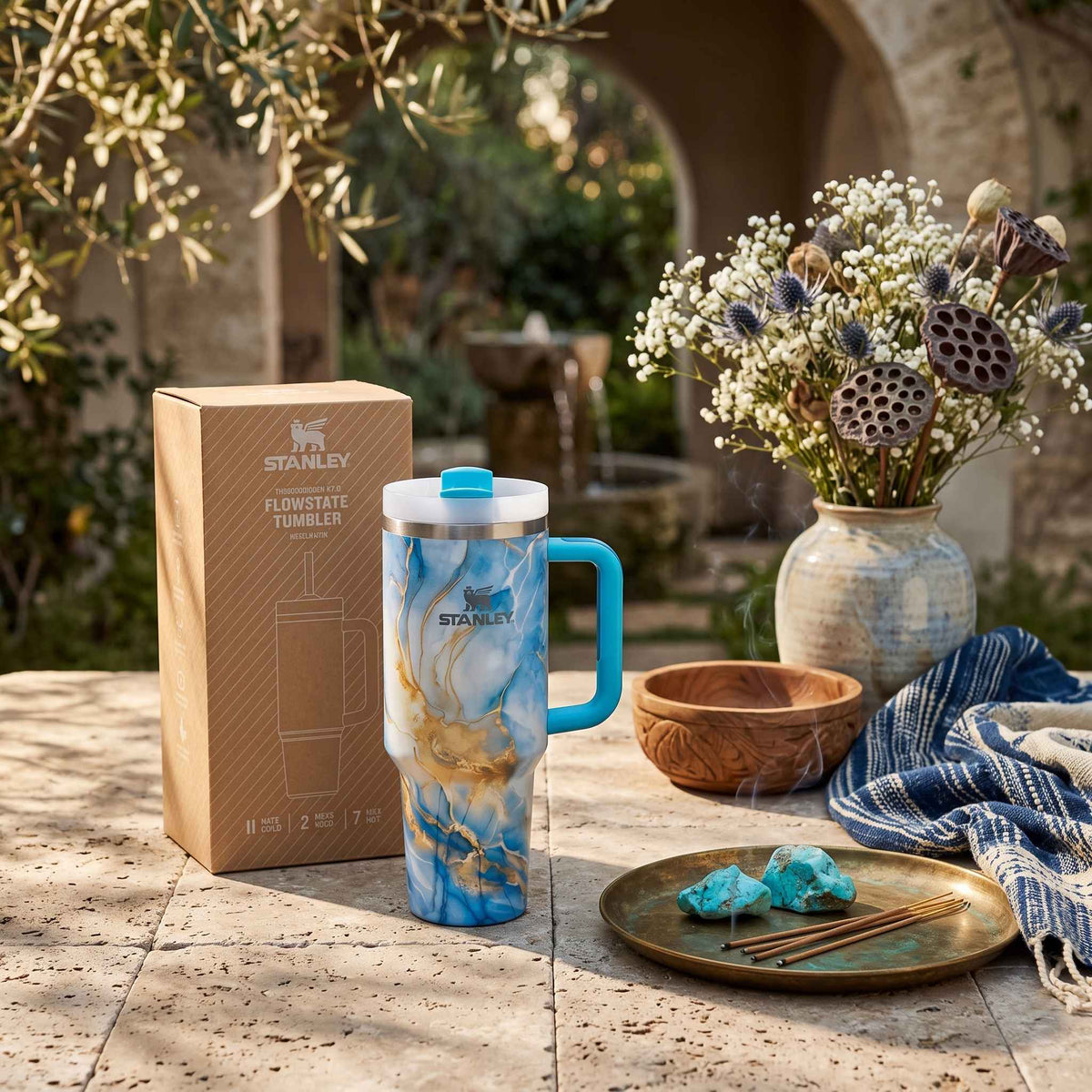 Stanley 40oz Stainless Steel Tumbler - Blue/Yellow Marble