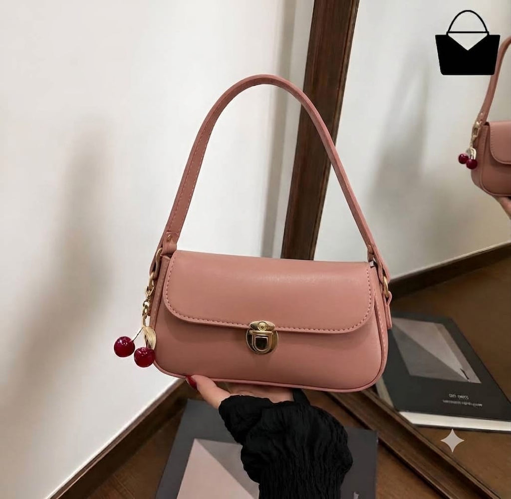 Elegant Ladies Handbag with Cherry Charm
