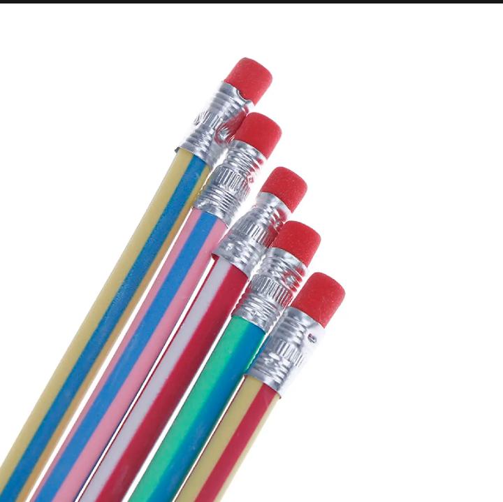 Bendy Flexible Pencils with Eraser for Kids – Pack of 10