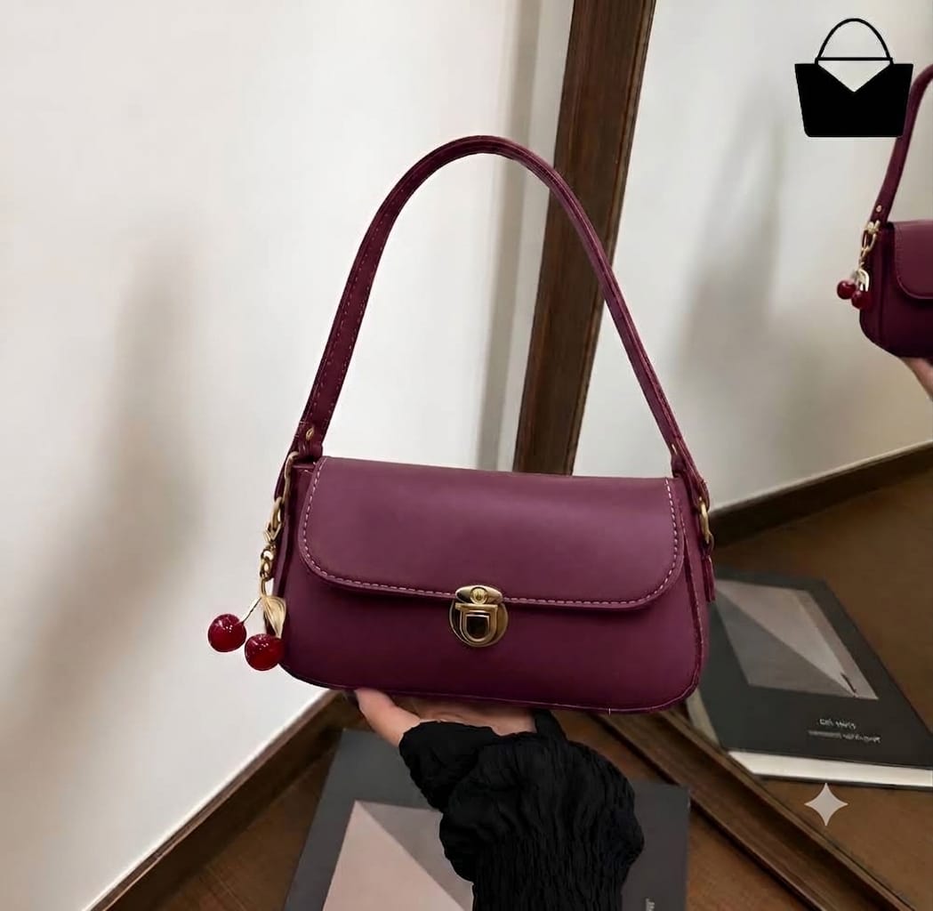 Elegant Ladies Handbag with Cherry Charm