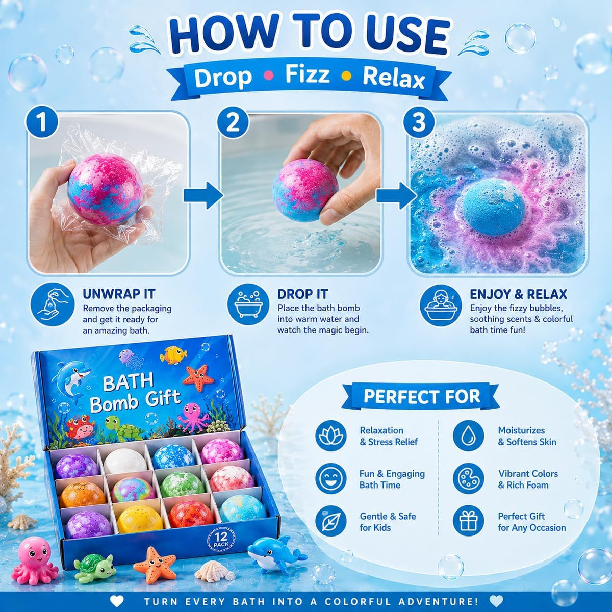 1pcs Bath Bombs for Kids Gift Set