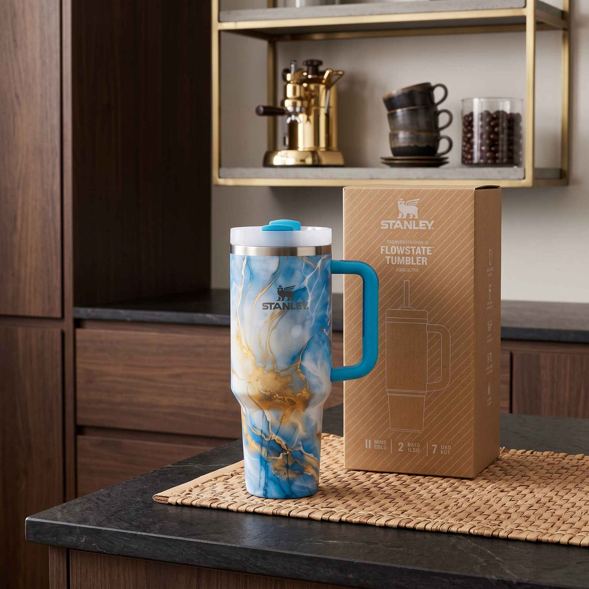 Stanley 40oz Stainless Steel Tumbler - Blue/Yellow Marble