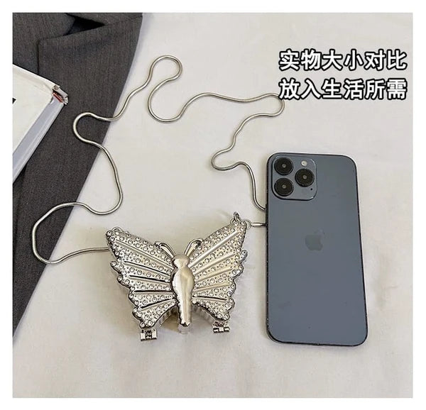 Butterfly Sparkle Mini Clutch - Silver