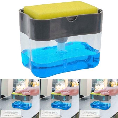 2-in-1 Dish Soap Dispenser with Sponge Caddy